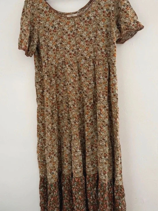 NATURAL LIFE Floral Boho Dress in Olive, Rust and Cream - Picture 3 of 3